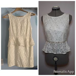 White Lace Peplum Top